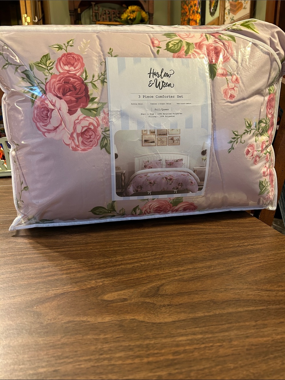 Pink Floral Comforter Set - Soft Rose Print